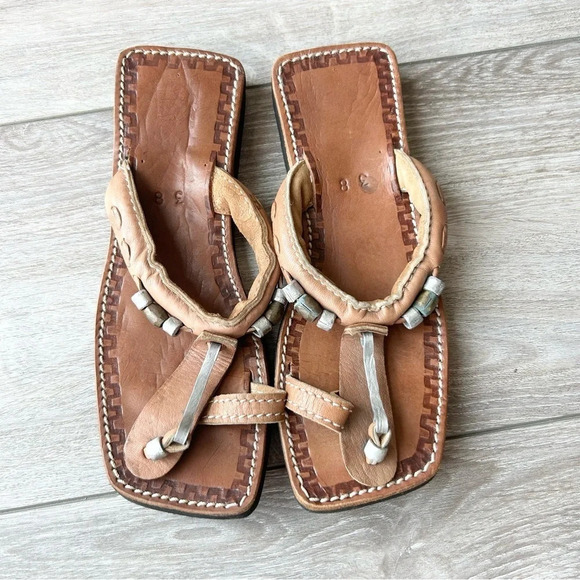 Handmade Leather Square Toe Sandal - Picture 2 of 12